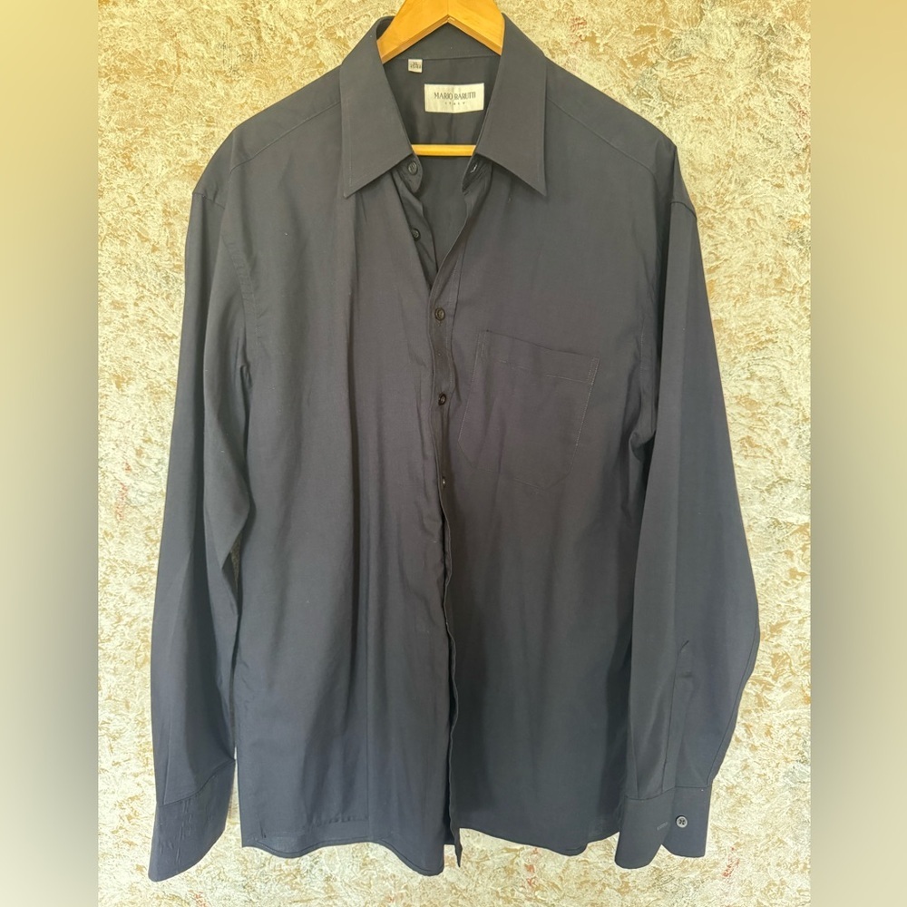 Mario Barutti Black Dress Shirt Men's Cotton Classic Italy